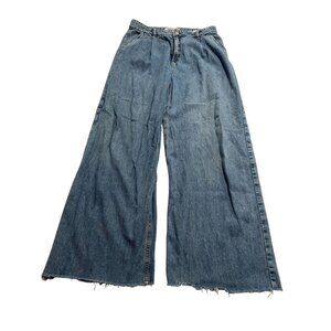 Dynamite Denim Wide Leg Jeans Raw Hem in Blue